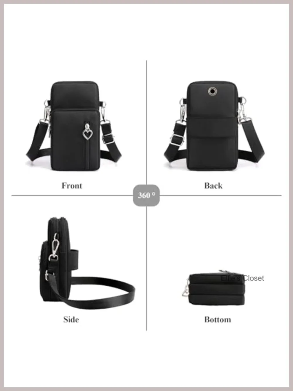 Waterproof Nylon Crossbody Cell Phone Purse with Adjustable Straps